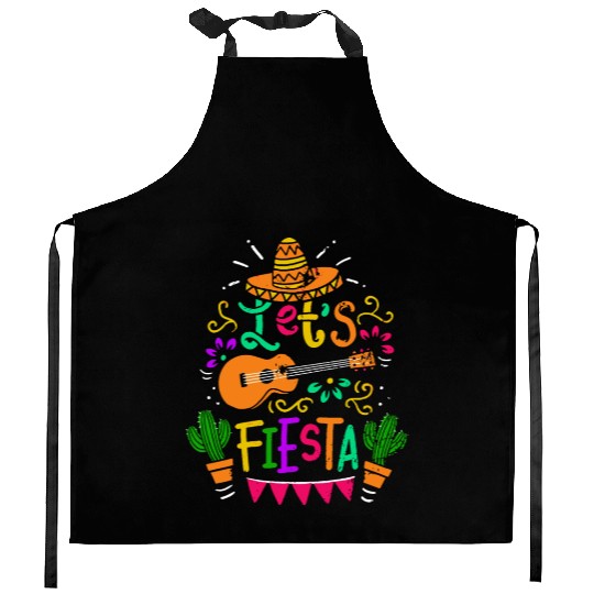 Cinco De Mayo Cactus Sombrero Fiesta Guitar Funny Kitchen Aprons