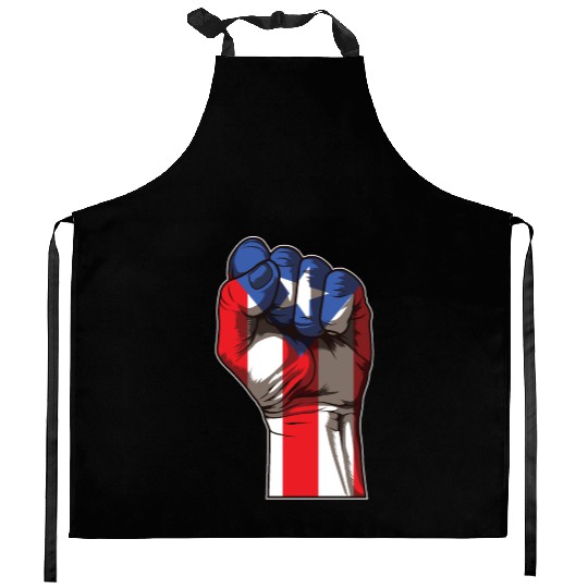 Puerto Rico Fist | Proud Boricua Flag Kitchen Aprons