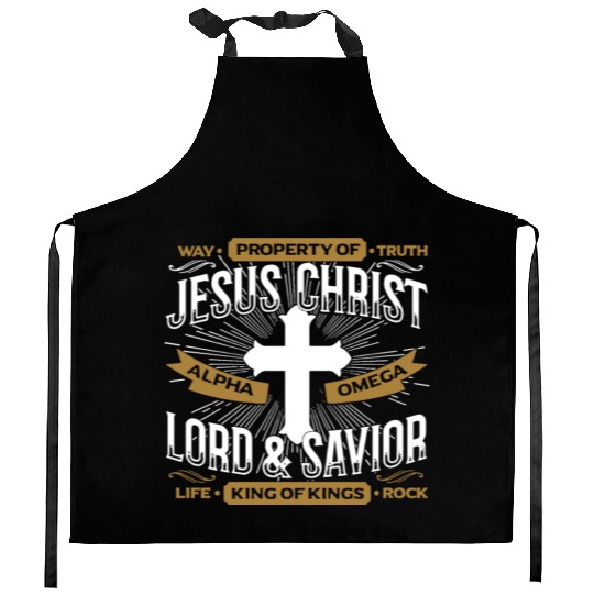 way property of truth jesus christ alpha omega lor Kitchen Aprons