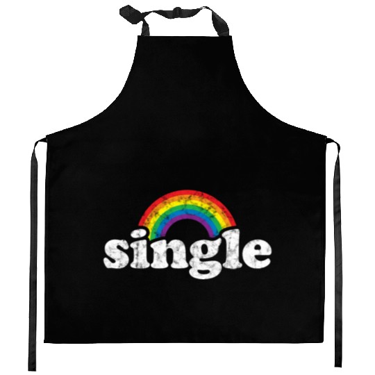 Single Gay Pride Retro Rainbow for Guys Lesbians Kitchen Aprons