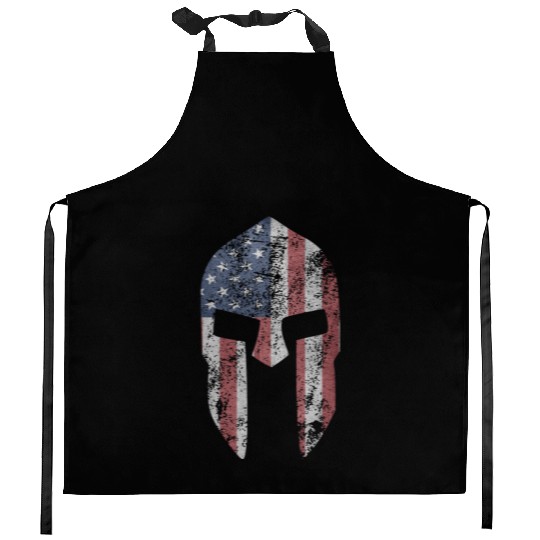 Spartan Stars & Stripes Bodybuilding distressed Kitchen Aprons