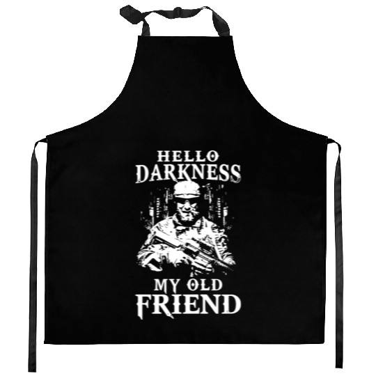 hello darkness my old friend smole patriotic veter Kitchen Aprons