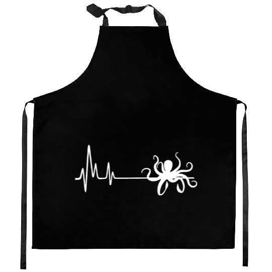 My Heart Beats For Octopus Heartbeat Kitchen Aprons
