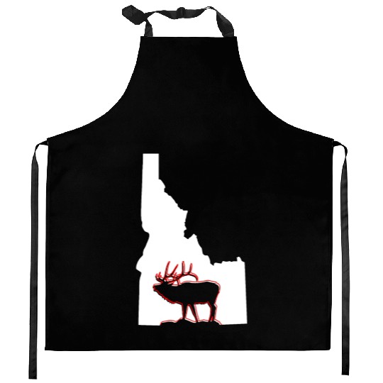 Idaho state with outline of Elk inside combi Kitchen Aprons