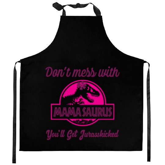Mamasaurus Rex Dinosaur autism Womens Mother's Day Kitchen Aprons
