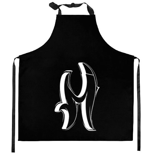 M Graffiti letters initial alphabet gift Kitchen Aprons