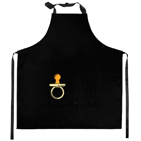 FUNNY Pregnancy Baby Announcement print HOLY SHIT Kitchen Aprons
