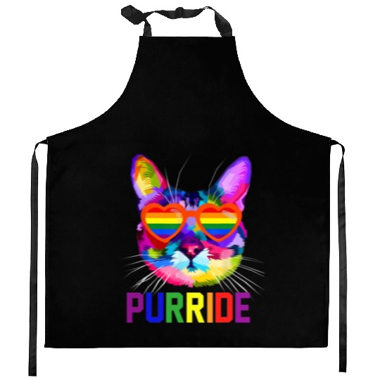 Gay Pride Kitchen Aprons for Women Men LGBT Cat Gift