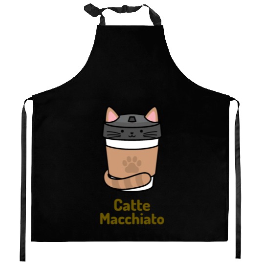 Sweet Coffee Cat Cup Kitchen Aprons design