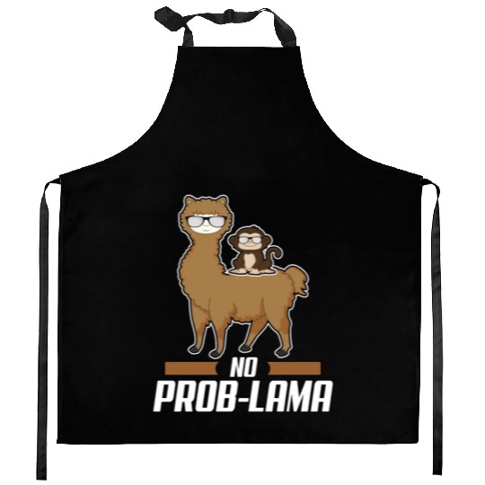 No Prob Lama Llama Alpaka Monkey Gift Sunglasses Kitchen Aprons