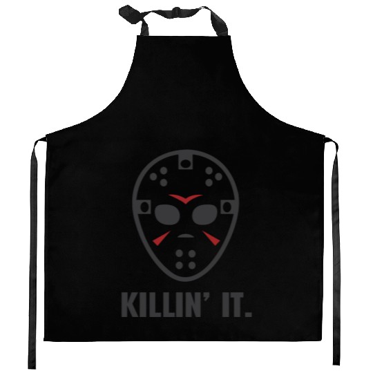 Killin It Friday 13TH Halloween Jason Mask Kitchen Aprons