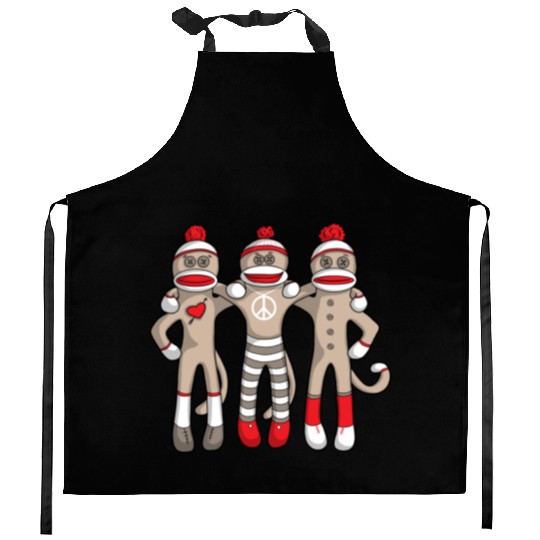 Sock Monkey Buddies Kitchen Aprons