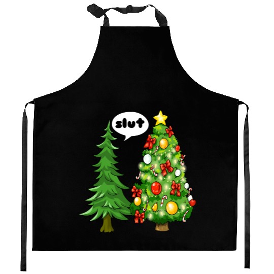 Funny Christmas Tree Slut Kitchen Aprons