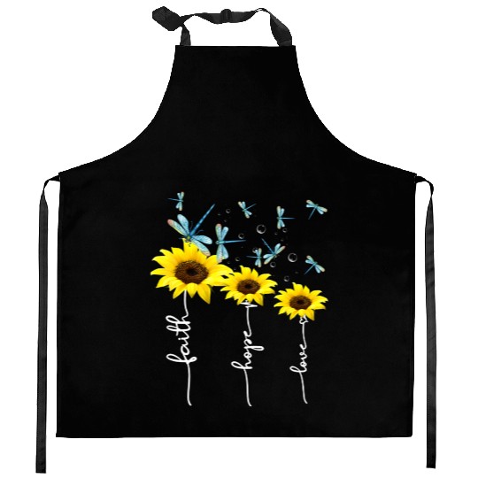 Faith hope love sunflower Kitchen Aprons