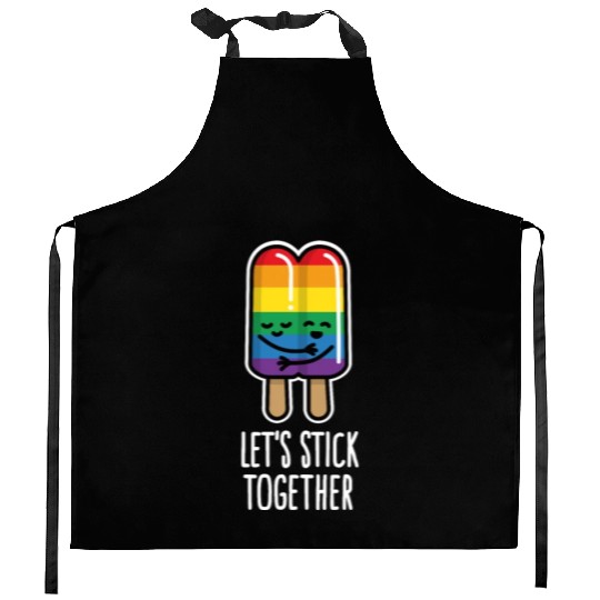 Let's stick together funny gay couple popsicle Kitchen Aprons