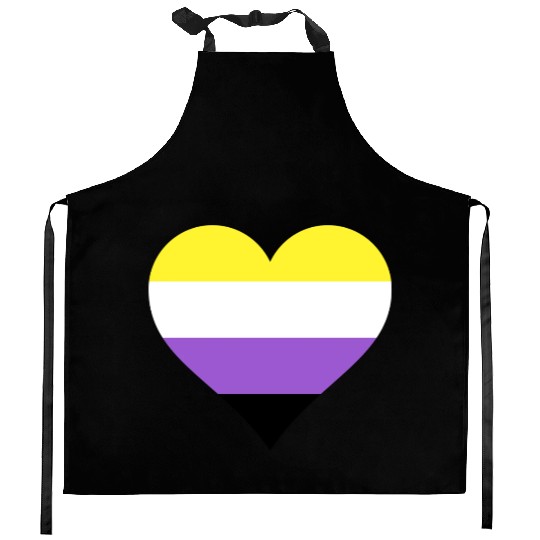 Nonbinary pride flag heart LGBTQ Kitchen Aprons