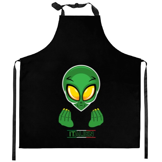 Funny Alien Italian Italy Kitchen Aprons