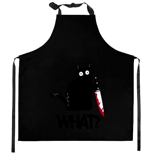Cat What Murderous Black Cat With Knife Halloween Kitchen Aprons