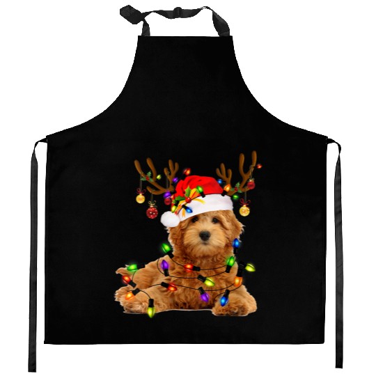 Womens Goldendoodle Christmas Kitchen Aprons Reindeer