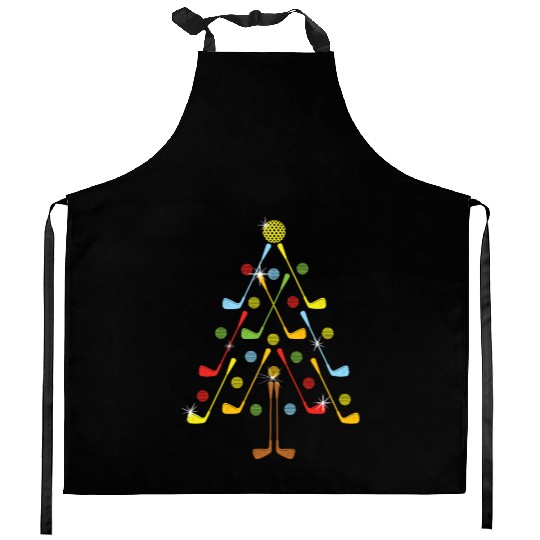 Christmas Christmas Tree Golf Golf Ball Kitchen Aprons