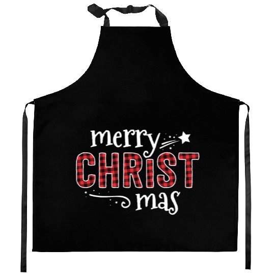 Buffalo Plaid Merry Christ Mas Kitchen Aprons Christmas