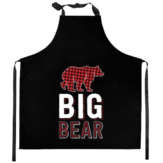 Big Bear Kids Red Buffalo Plaid Matching Family Kitchen Aprons