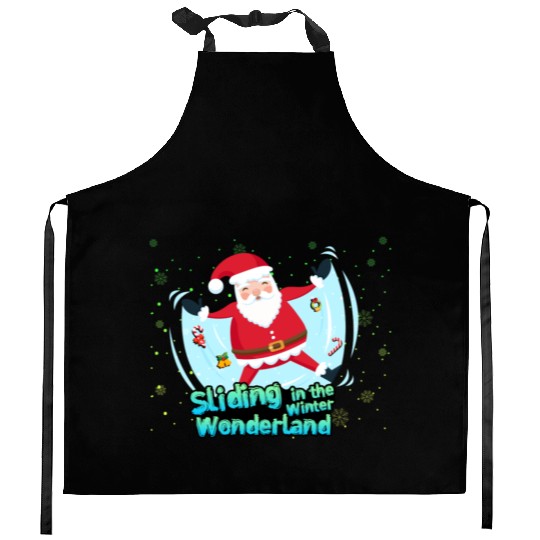 Christmas Santa Claus Winter Cold Sliding Xmas Kitchen Aprons