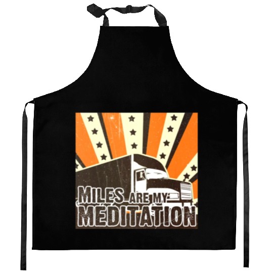 Truck Driver Load Miles Happy Trucker Road Runner Kitchen Aprons