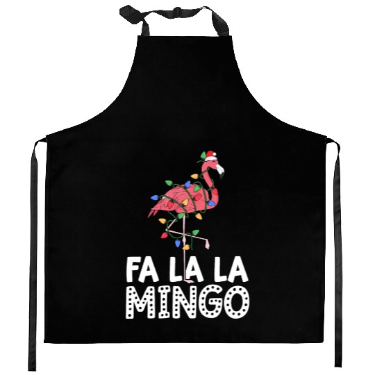 Fa La La Mingo Flamingo Christmas Tree Lights Kitchen Aprons