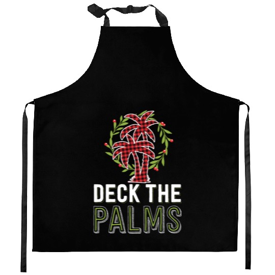 Deck The Palms Tropical Hawaiian Buffalo Plaid Kitchen Aprons