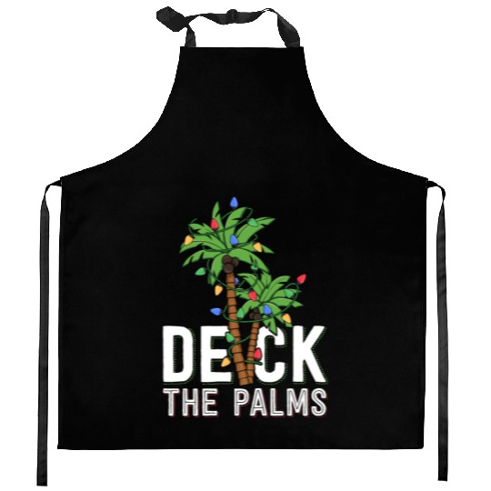 Deck The Palm Tree Lights Tropical Hawaii Family Kitchen Aprons