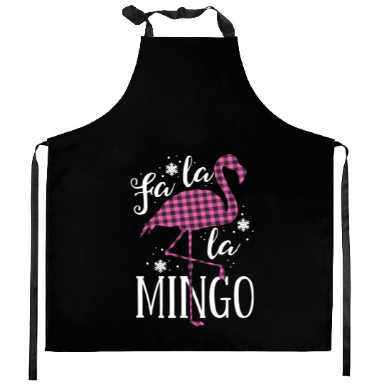 Fa La La Mingo Flamingo Christmas Kitchen Aprons Pink