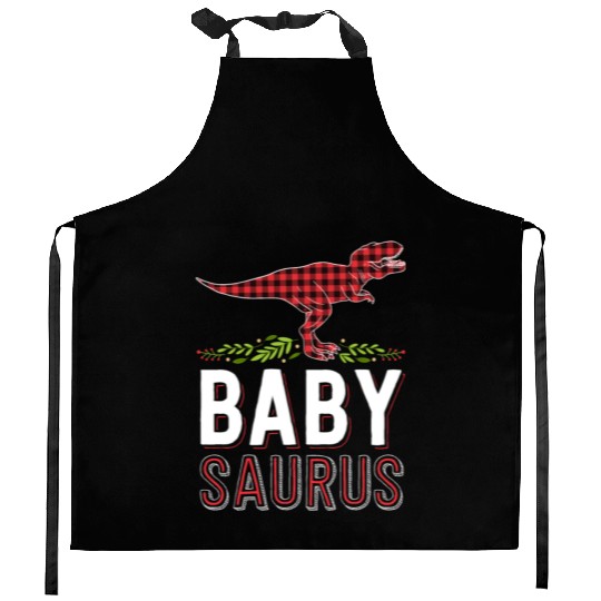 Baby Saurus T Rex Kid Red Plaid Matching Family Kitchen Aprons