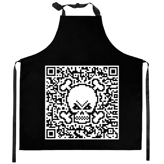 Skull And Crossbones (Quick Response Code / NEG) Kitchen Aprons