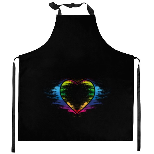 Rainbow heart Kitchen Aprons