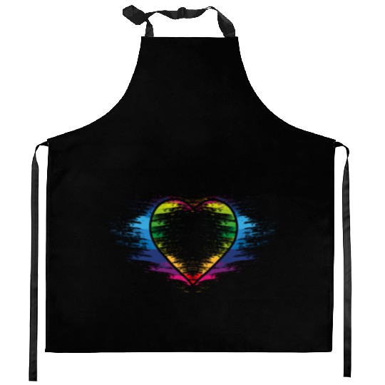 Rainbow heart Kitchen Aprons
