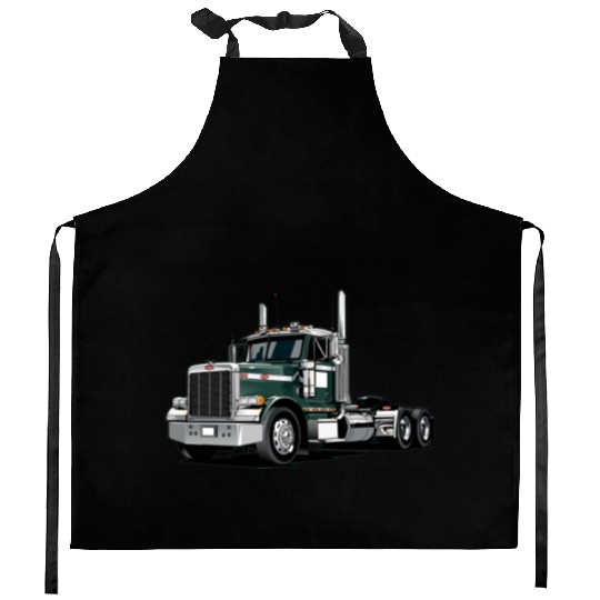 Green Semi Truck Kitchen Aprons