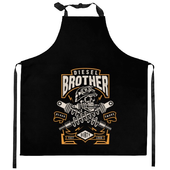 Diesel Brother Black Smoke, Fast Dirty Loud Kitchen Aprons