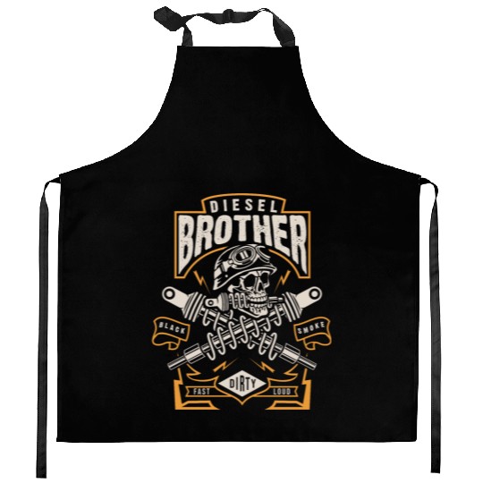 Diesel Brother Black Smoke, Fast Dirty Loud Kitchen Aprons
