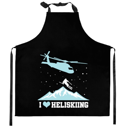 Heli-skiing, I Love Heliskiing, Extreme Skiing Kitchen Aprons