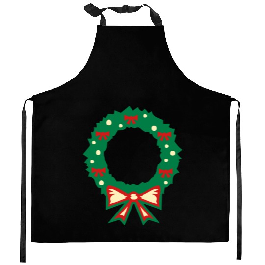 christmas wreath Kitchen Aprons