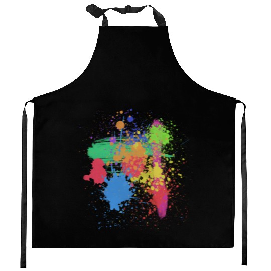 Paint splatters, colorful, happy, creative Kitchen Aprons
