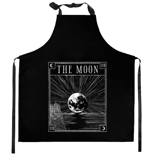 Moon Tarot Card XVIII Occult Witchcraft Gothic Kitchen Aprons