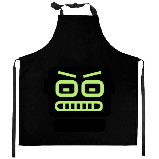robot computer head Kitchen Aprons