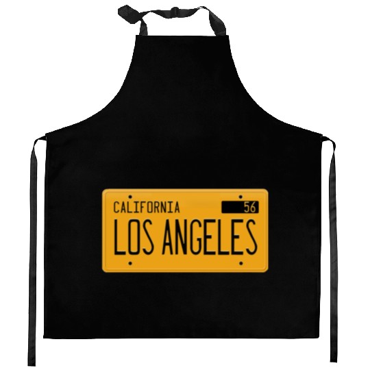 Los Angeles California 1956 yellow license plate Kitchen Aprons