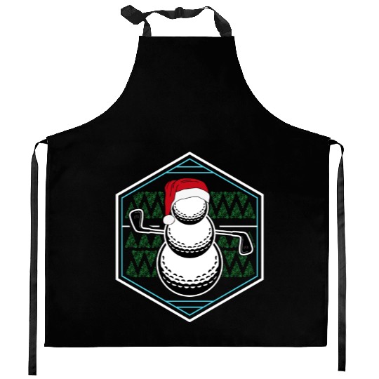 Golf Snowman, snow golf, golf Kitchen Aprons