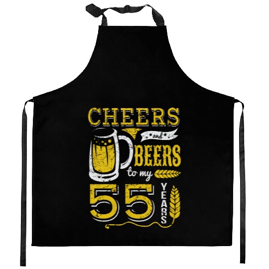 Cheers and Beers 55th Birthday Gift Idea Kitchen Aprons