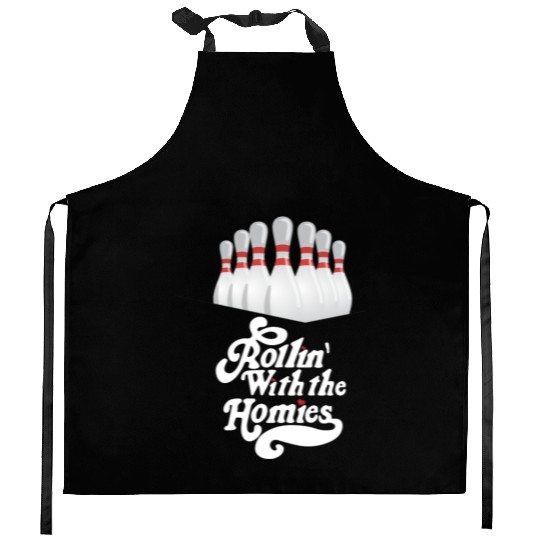 Rollin with my homies - skittles, bowling Kitchen Aprons