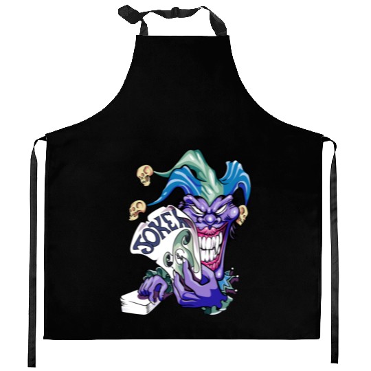 Joker with cards Kitchen Aprons