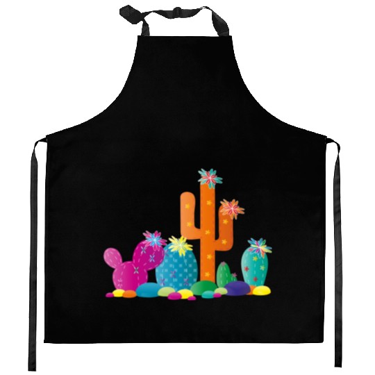 bright cactus rock garden with cactus flowers Kitchen Aprons